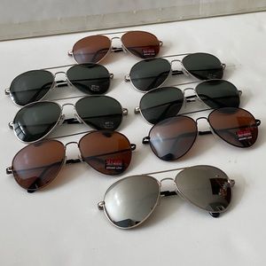 New - Lot of 8 Womens Mens Unisex Aviator Pilot Sunglasses Assorted
